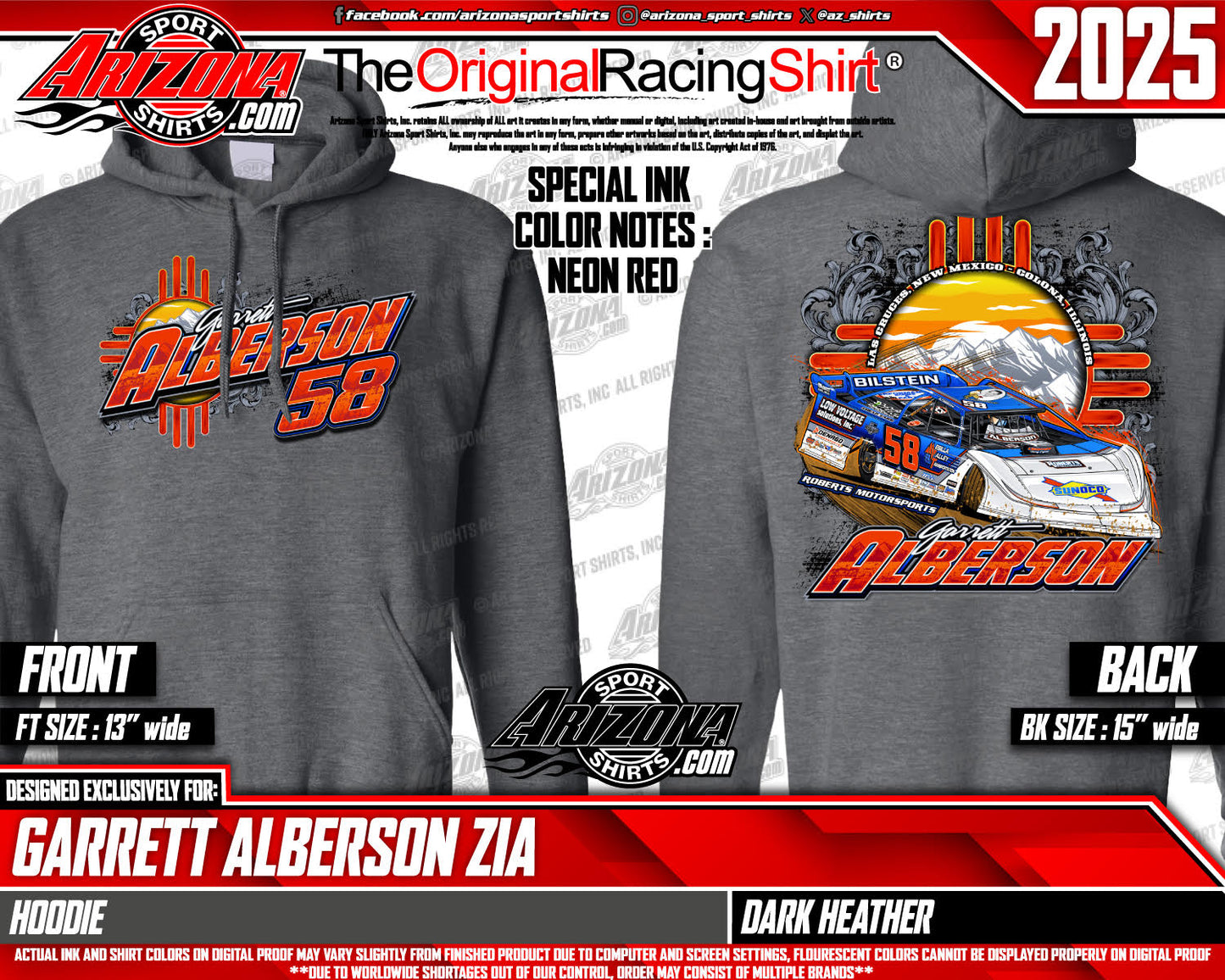 #58 Garrett Alberson 2025 Updated Zia Sweatshirt Hoodie
