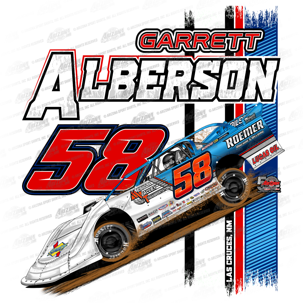 Rally #58 T-Shirt Garrett Alberson Roberts Motorsports Rally Striped Light Heather Gray