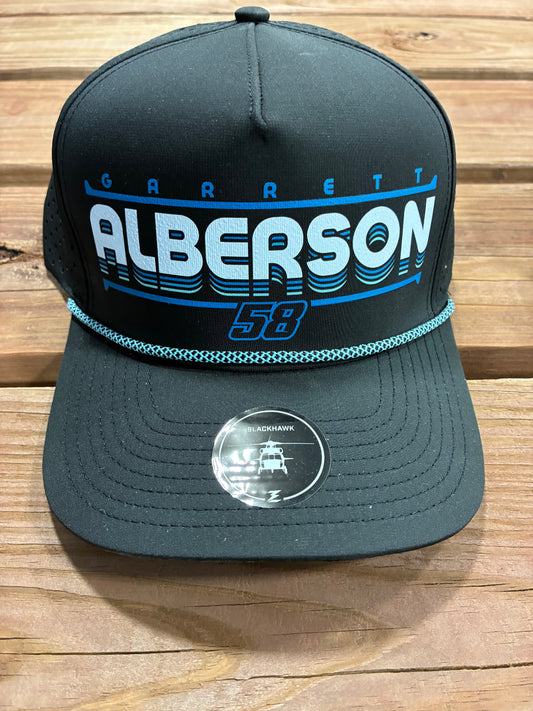 Black & Blue 58/Garrett Alberson DTF Blackhawk Snapback Hat.