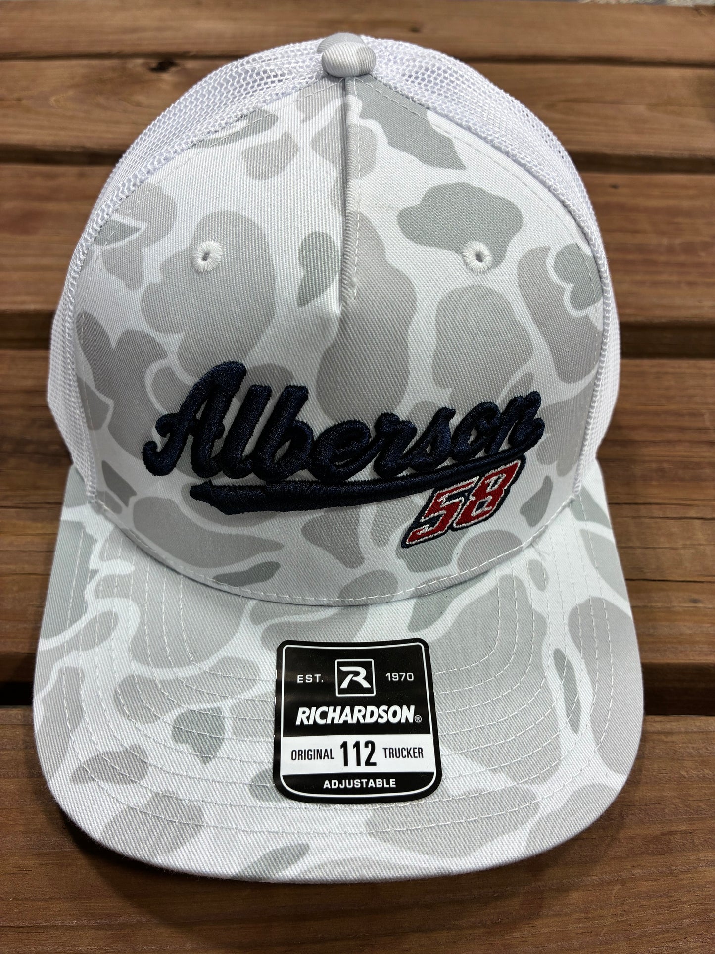 Camo Embroidered Alberson/58 Richardson 112 Snapback Hat