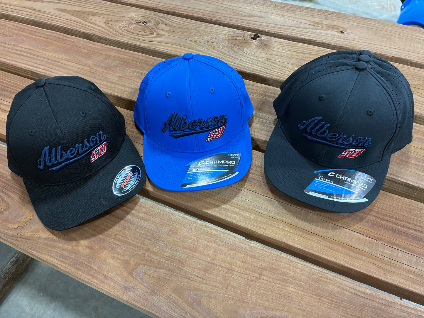 2X Embroidered Alberson/58 Flex Fit Hats