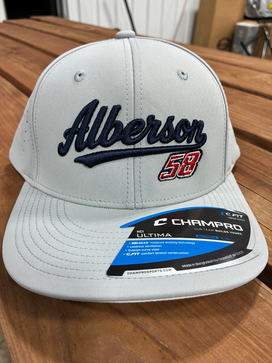Grey Embroidered Alberson 58 Flex Fit Hat