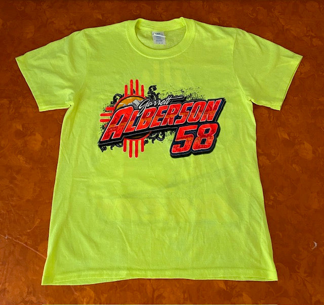 NEW!!! Garrett Alberson #58 New Mexico Zia Design Neon-Yellow T-Shirt