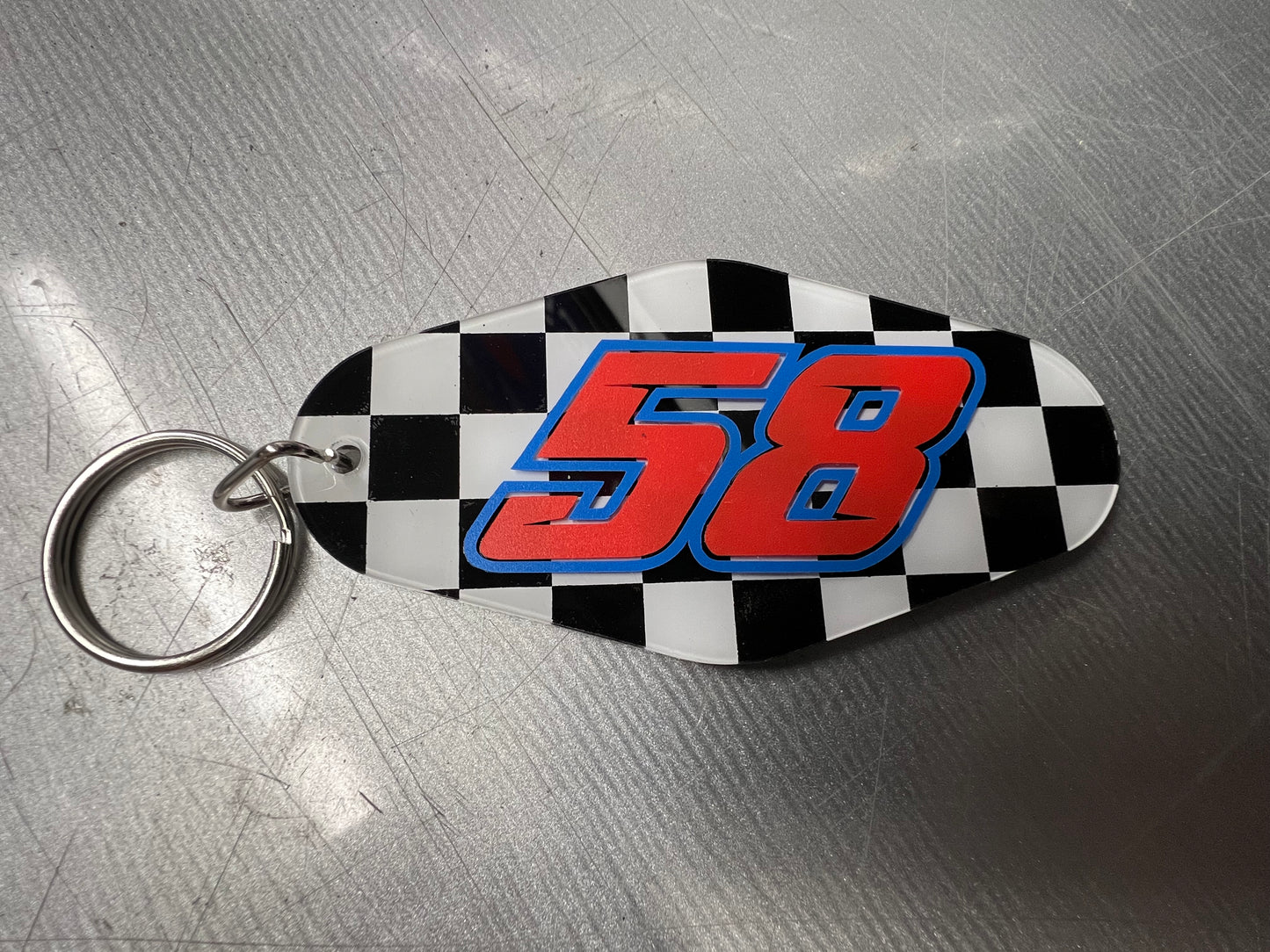 Checkered Alberson Racing AR/58 Two Sided Vintage Look Keychain