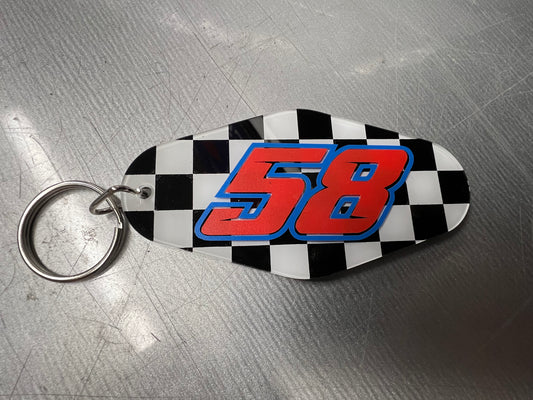 Checkered Alberson Racing AR/58 Two Sided Vintage Look Keychain
