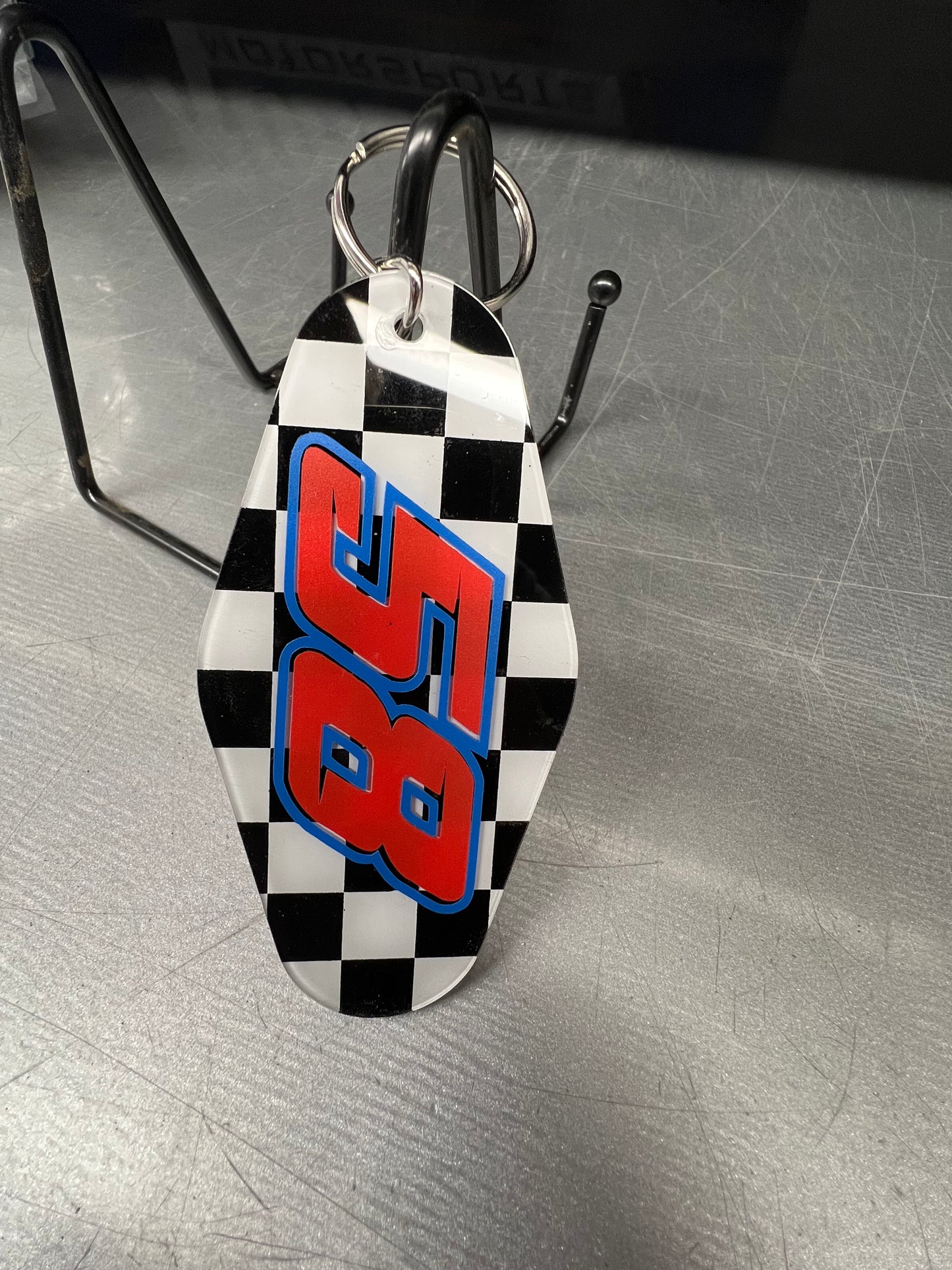 Checkered Alberson Racing AR/58 Two Sided Vintage Look Keychain