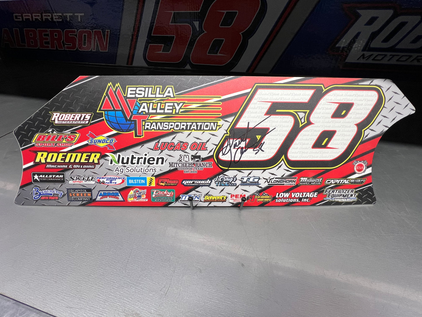 AUTOGRAPHED Throwback 2025 World 100 Larger Mini Door Panels 23 inch #58 Garrett Alberson