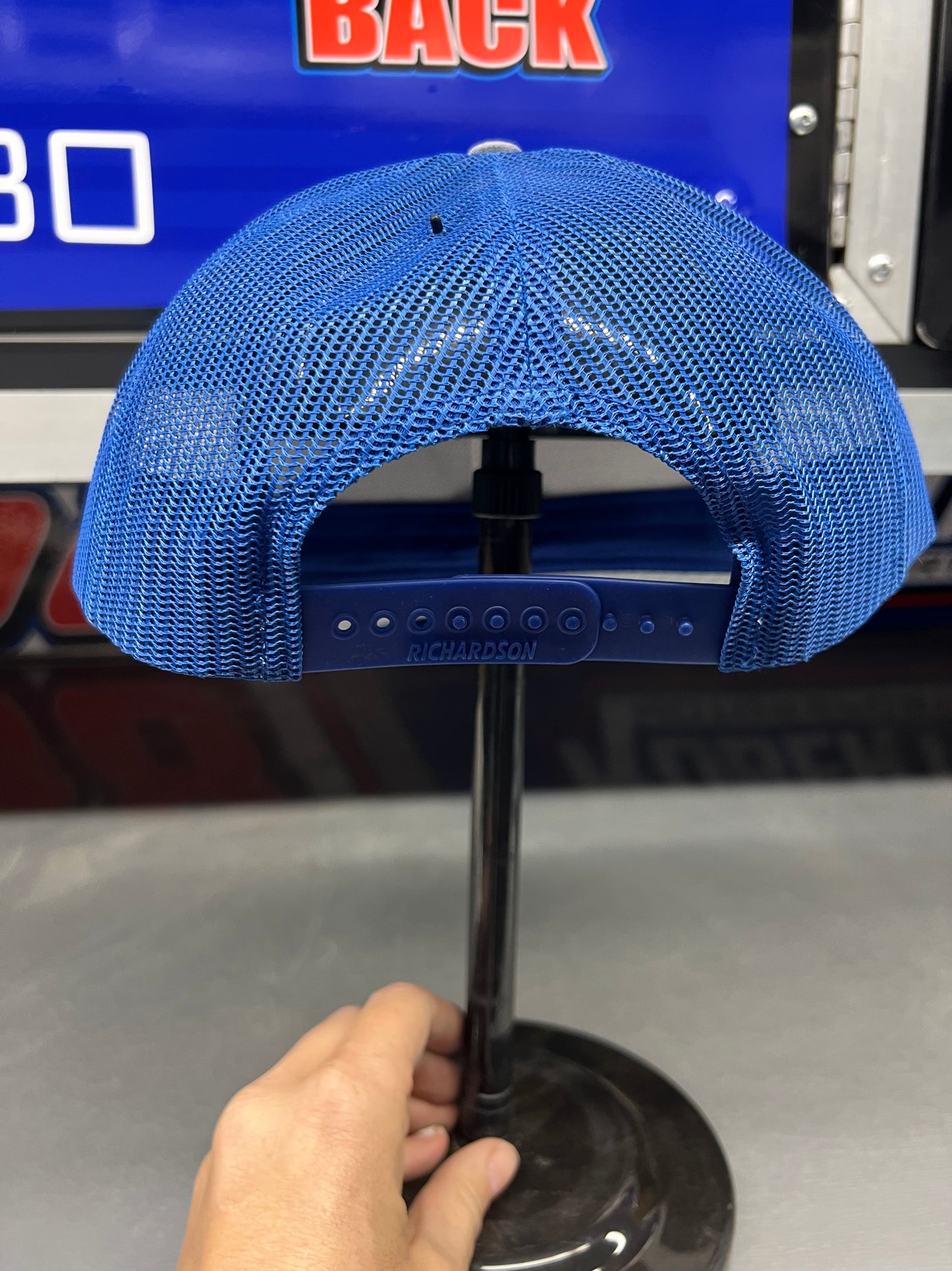 Blue/Grey Richardson 112 with Red/Blue Alberson/58/Roberts Raised Patch