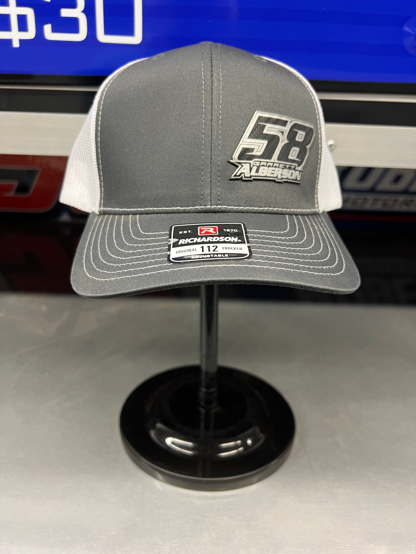 Heather Grey/White Richardson 112 with Silver/Black Garrett Alberson Patch