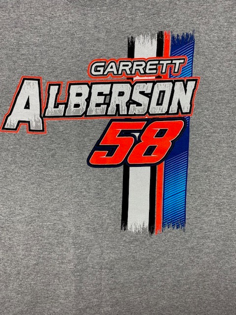 Rally #58 T-Shirt Garrett Alberson Roberts Motorsports Rally Striped Light Heather Gray
