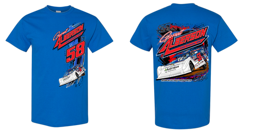 LAST CHANCE! $10! #58 Garrett Alberson Roberts Motorsports Blue Short Sleeve T Shirt